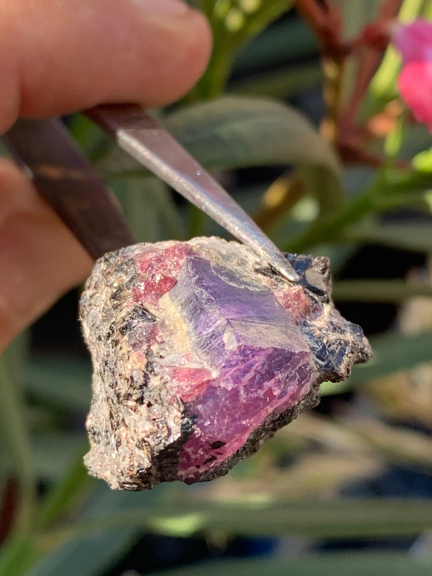 Rubis sur gangue de Zoisite, 27mm x23 x 20 - 17,1 grammes. Parfait en collection, exposition, lapidage...