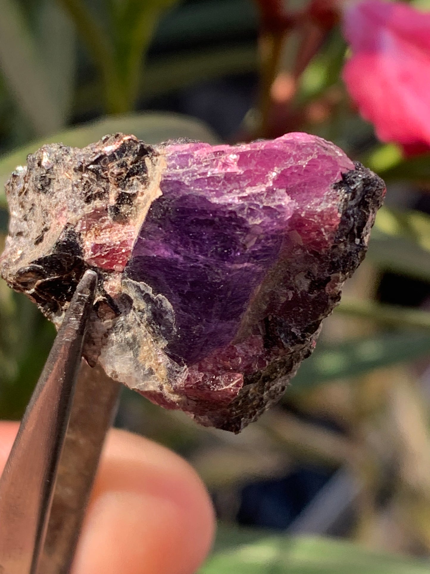 Rubis sur gangue de Zoisite, 27mm x23 x 20 - 17,1 grammes. Parfait en collection, exposition, lapidage...