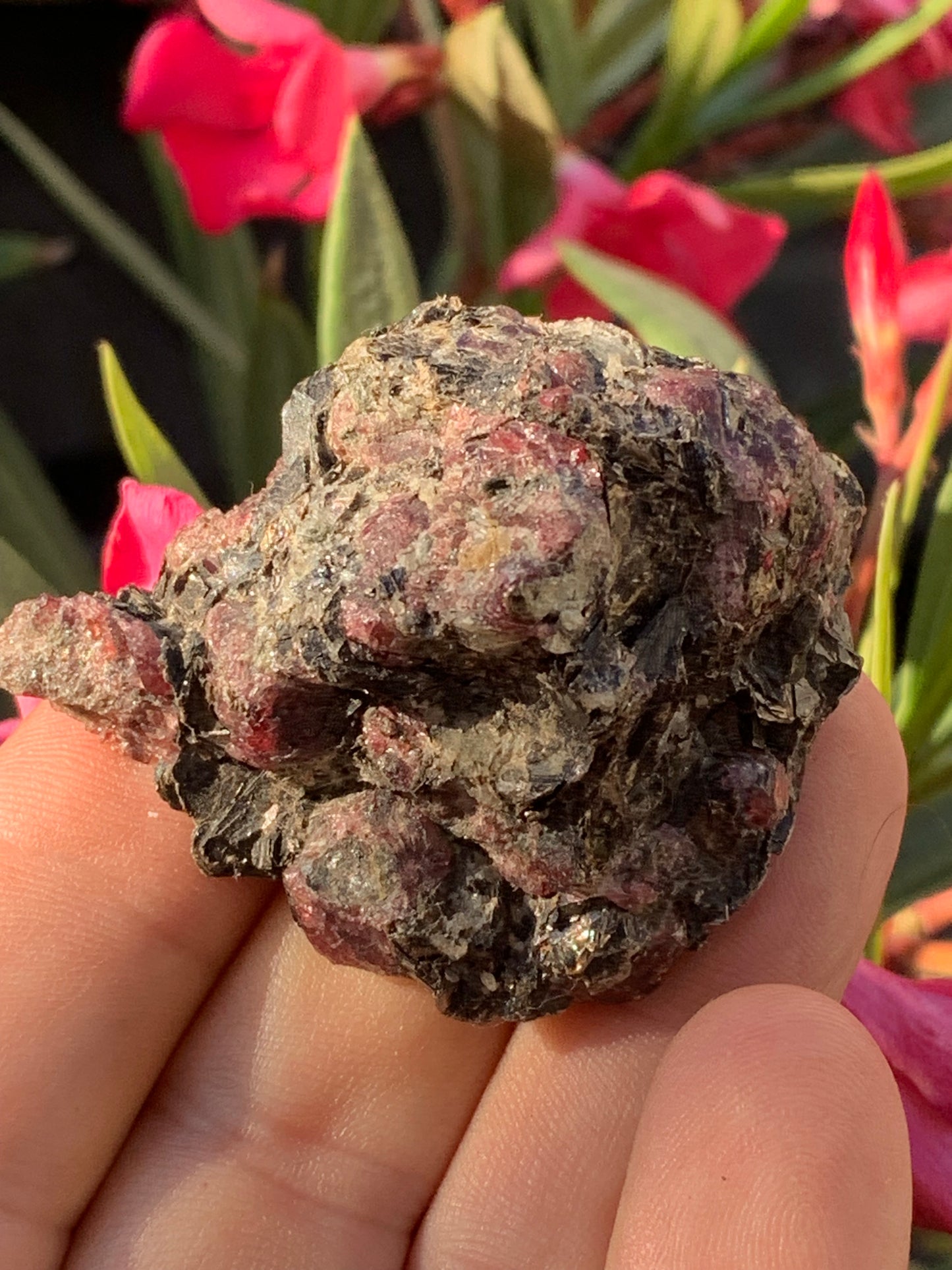 Rubis sur gangue de Zoisite, 58mm x46 x 29 - 65 grammes. Parfait en collection, exposition, lapidage...