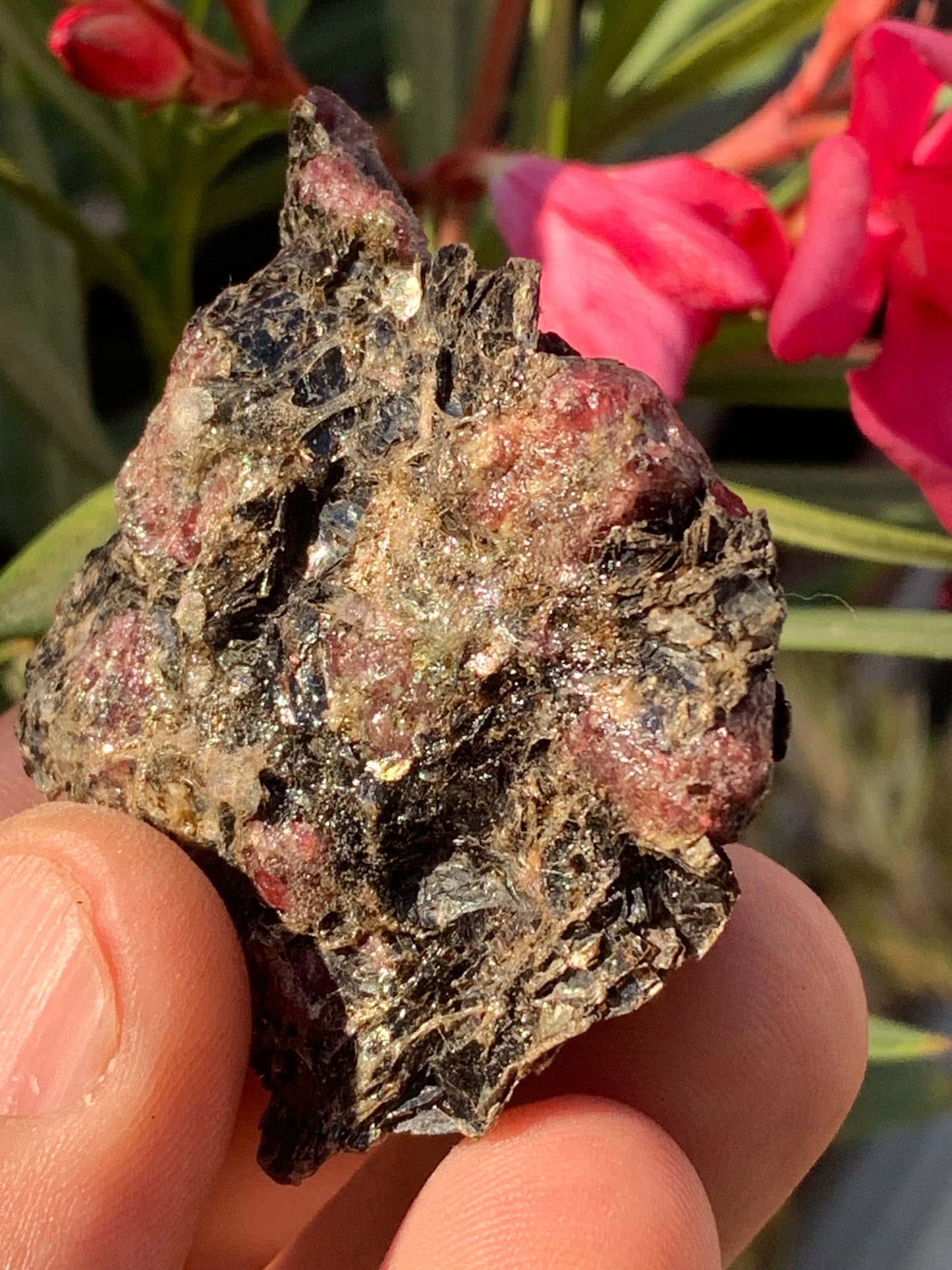 Rubis sur gangue de Zoisite, 58mm x46 x 29 - 65 grammes. Parfait en collection, exposition, lapidage...