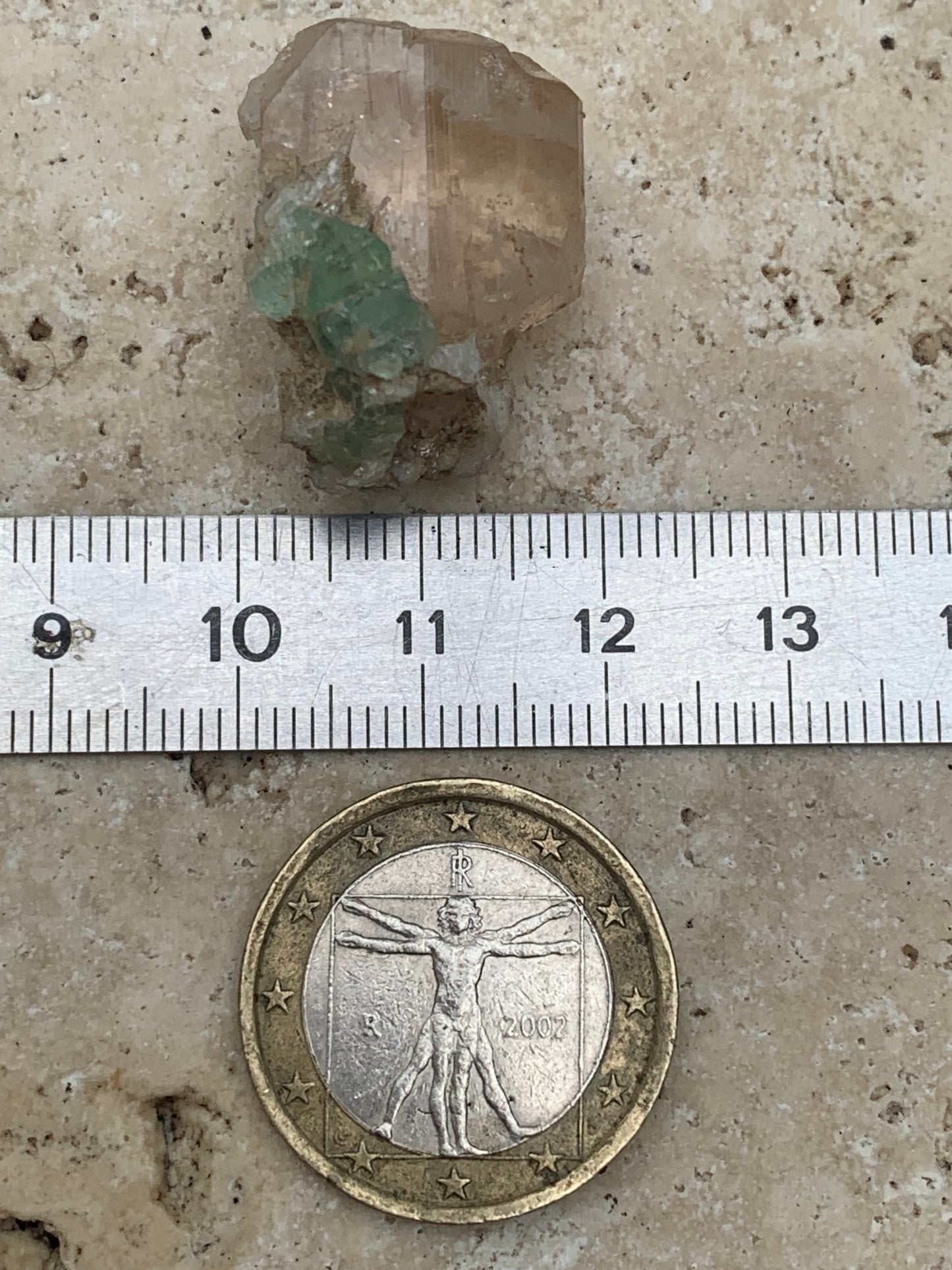 Imperial Topaz with Aquamarine, superb natural crystal measuring 25mm x 18mm x 18mm - 11.2 grams. Beautiful collector's item, unique and quite rare!