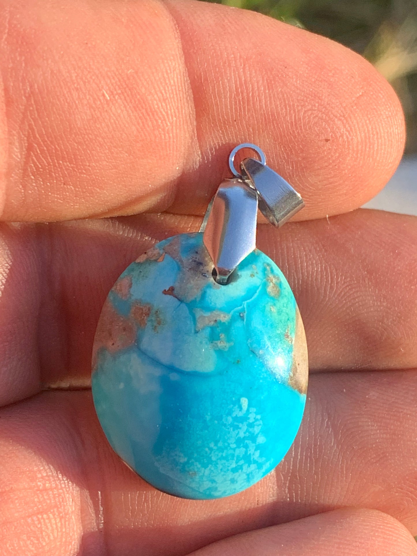 Turquoise Perse/ Iran ! Pendentif en Argent 925 de 40mm de hauteur x 20 x 12 - 8,8 grammes. Vendu avec cordon réglable de couleur noire !