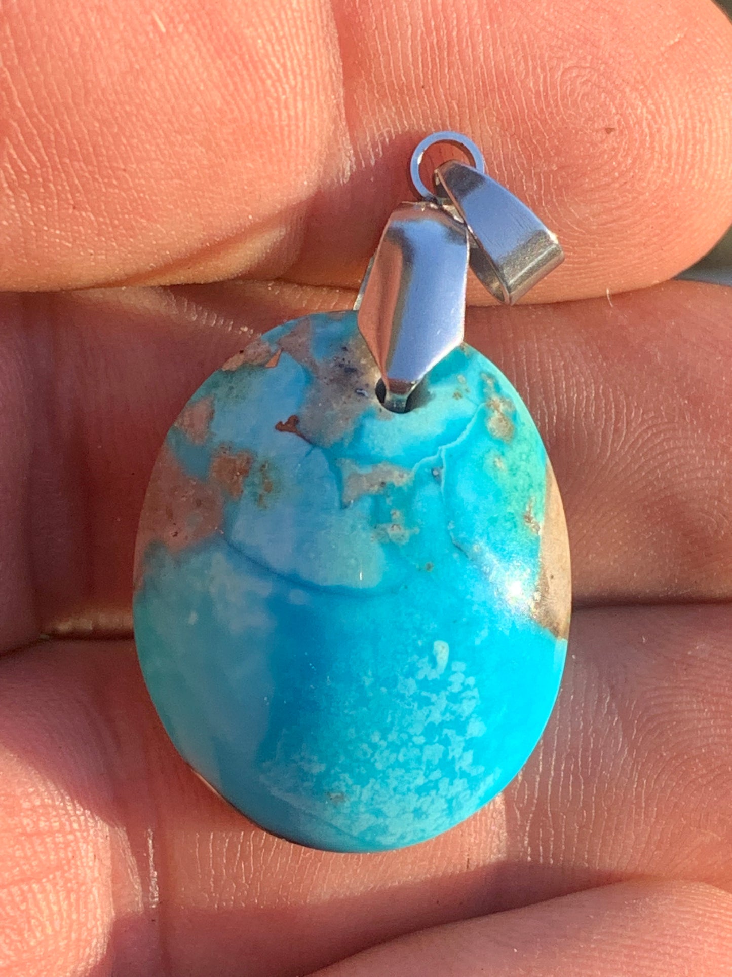 Turquoise Perse/ Iran ! Pendentif en Argent 925 de 40mm de hauteur x 20 x 12 - 8,8 grammes. Vendu avec cordon réglable de couleur noire !