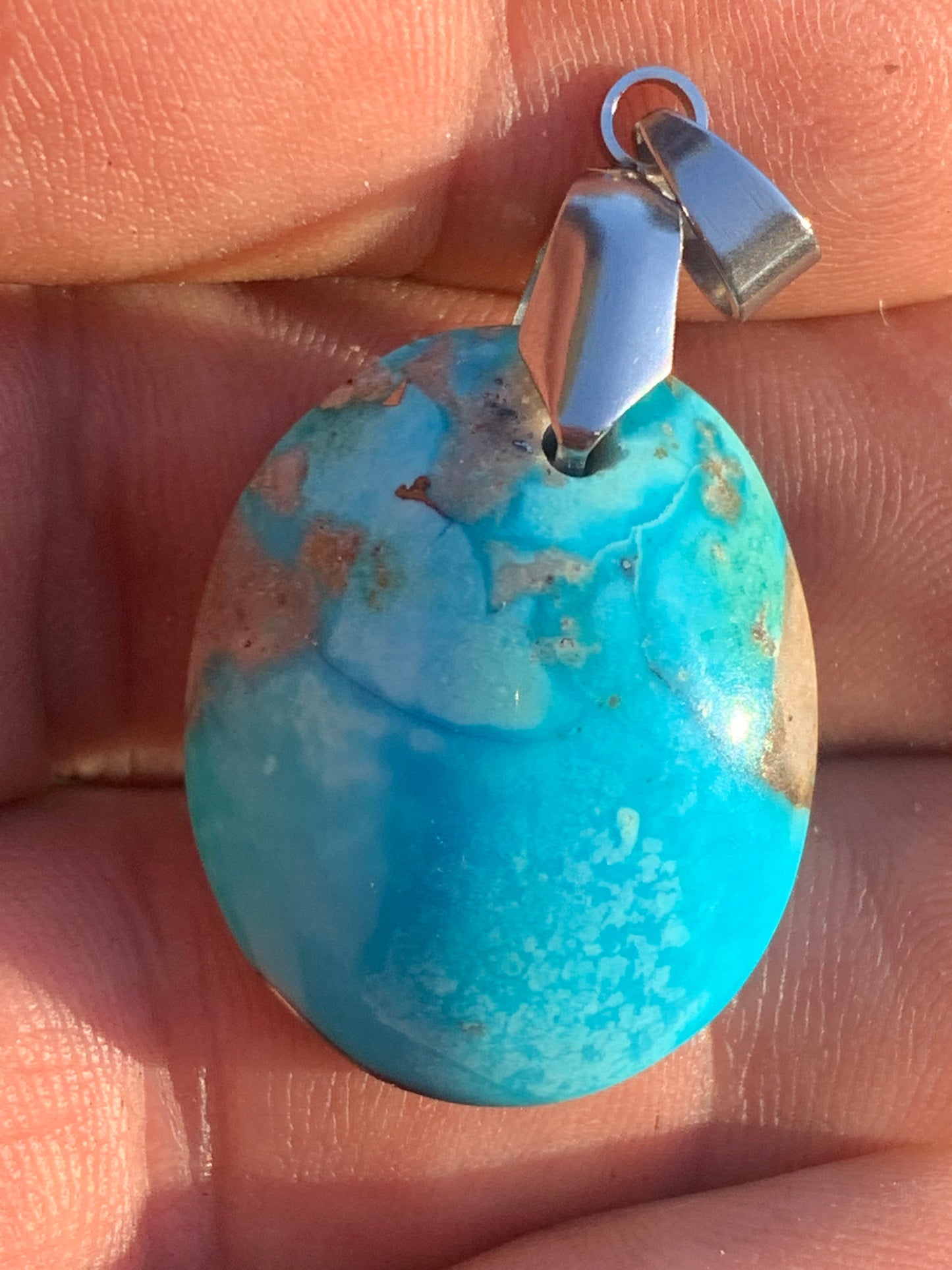 Turquoise Perse/ Iran ! Pendentif en Argent 925 de 40mm de hauteur x 20 x 12 - 8,8 grammes. Vendu avec cordon réglable de couleur noire !