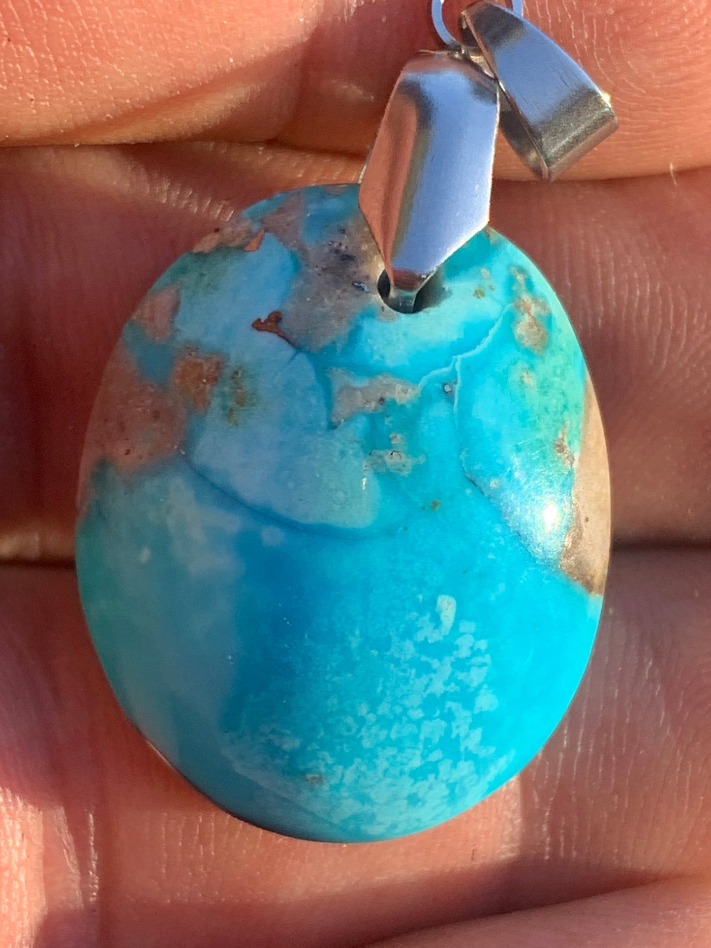 Turquoise Perse/ Iran ! Pendentif en Argent 925 de 40mm de hauteur x 20 x 12 - 8,8 grammes. Vendu avec cordon réglable de couleur noire !