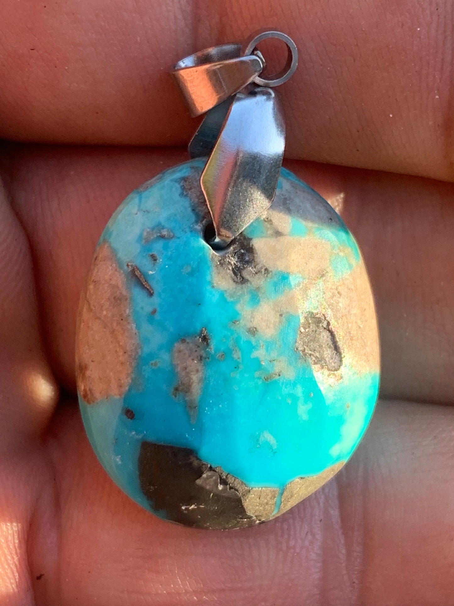 Turquoise Perse/ Iran ! Pendentif en Argent 925 de 40mm de hauteur x 20 x 12 - 8,8 grammes. Vendu avec cordon réglable de couleur noire !