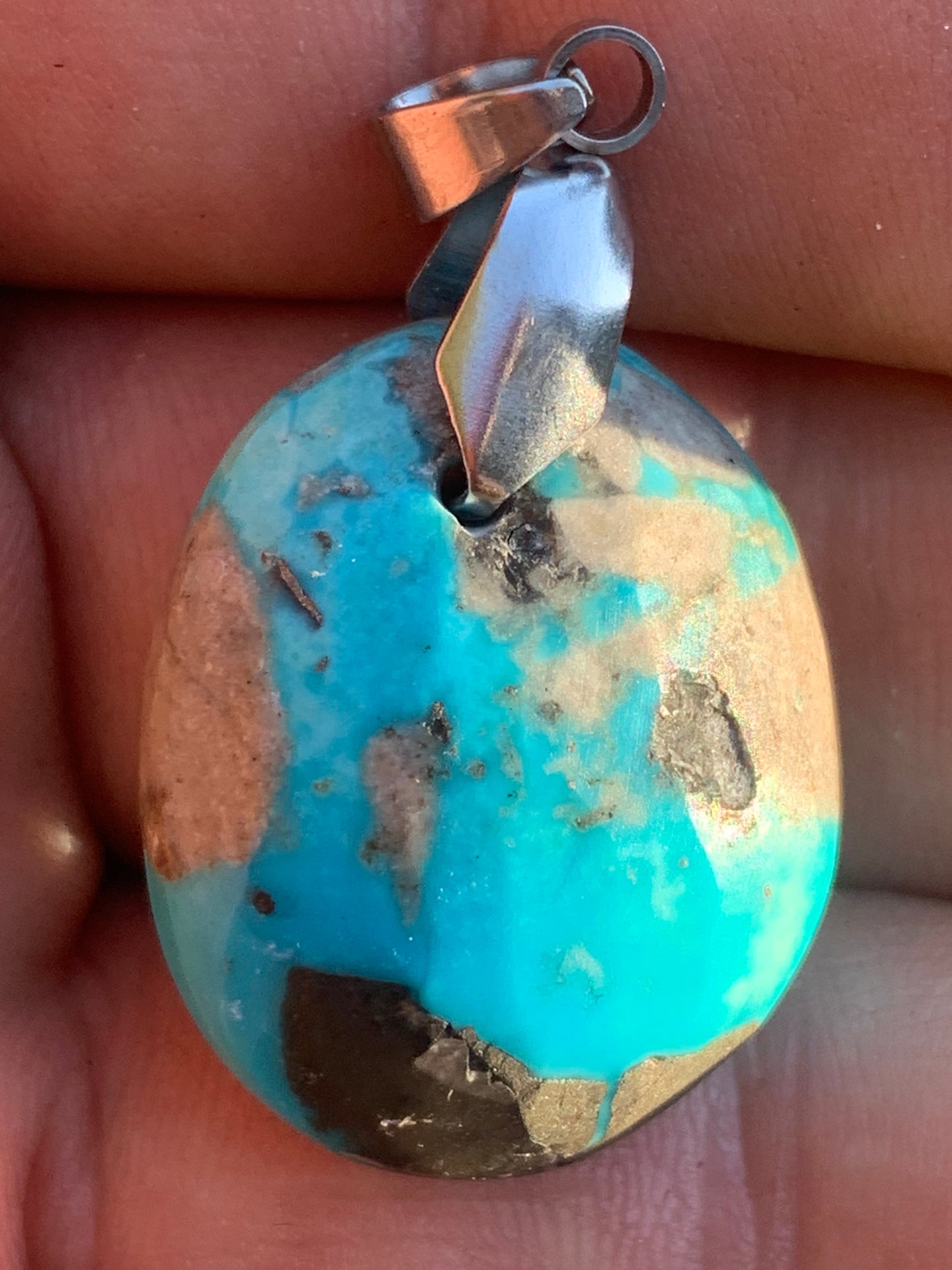 Turquoise Perse/ Iran ! Pendentif en Argent 925 de 40mm de hauteur x 20 x 12 - 8,8 grammes. Vendu avec cordon réglable de couleur noire !