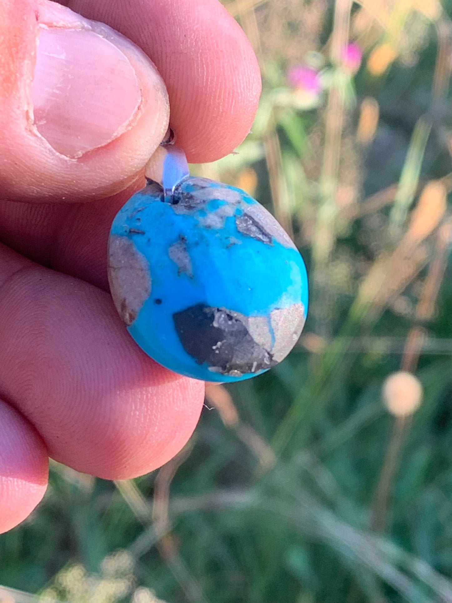 Turquoise Perse/ Iran ! Pendentif en Argent 925 de 40mm de hauteur x 20 x 12 - 8,8 grammes. Vendu avec cordon réglable de couleur noire !