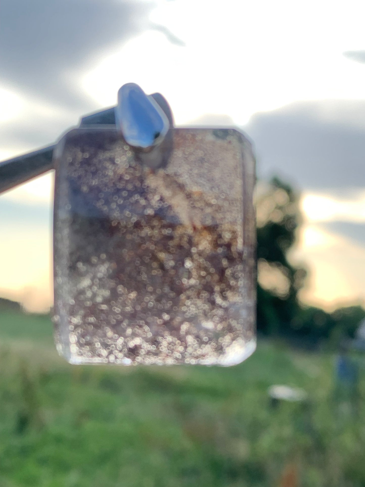 Rock crystal/ Lodolite quartz, Shaman quartz or garden quartz! Silver pendant, 36 mm high x 24 x 10 - 14.8 gr. Sold with adjustable black cord!