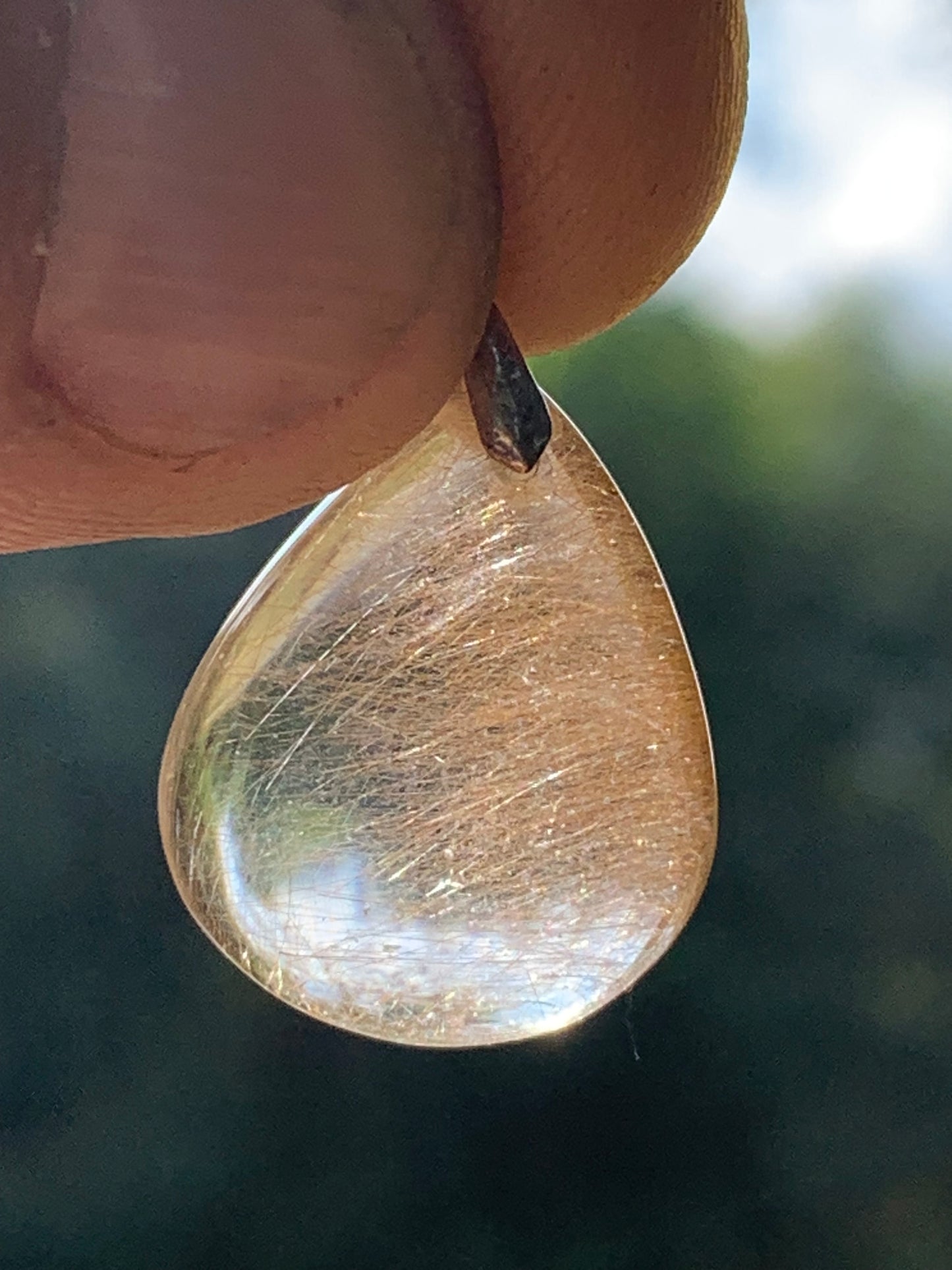 Rock crystal/golden rutile quartz 25mm x15 x7 - 3.9 gr., Perfect for jewelry, collection, exhibition...