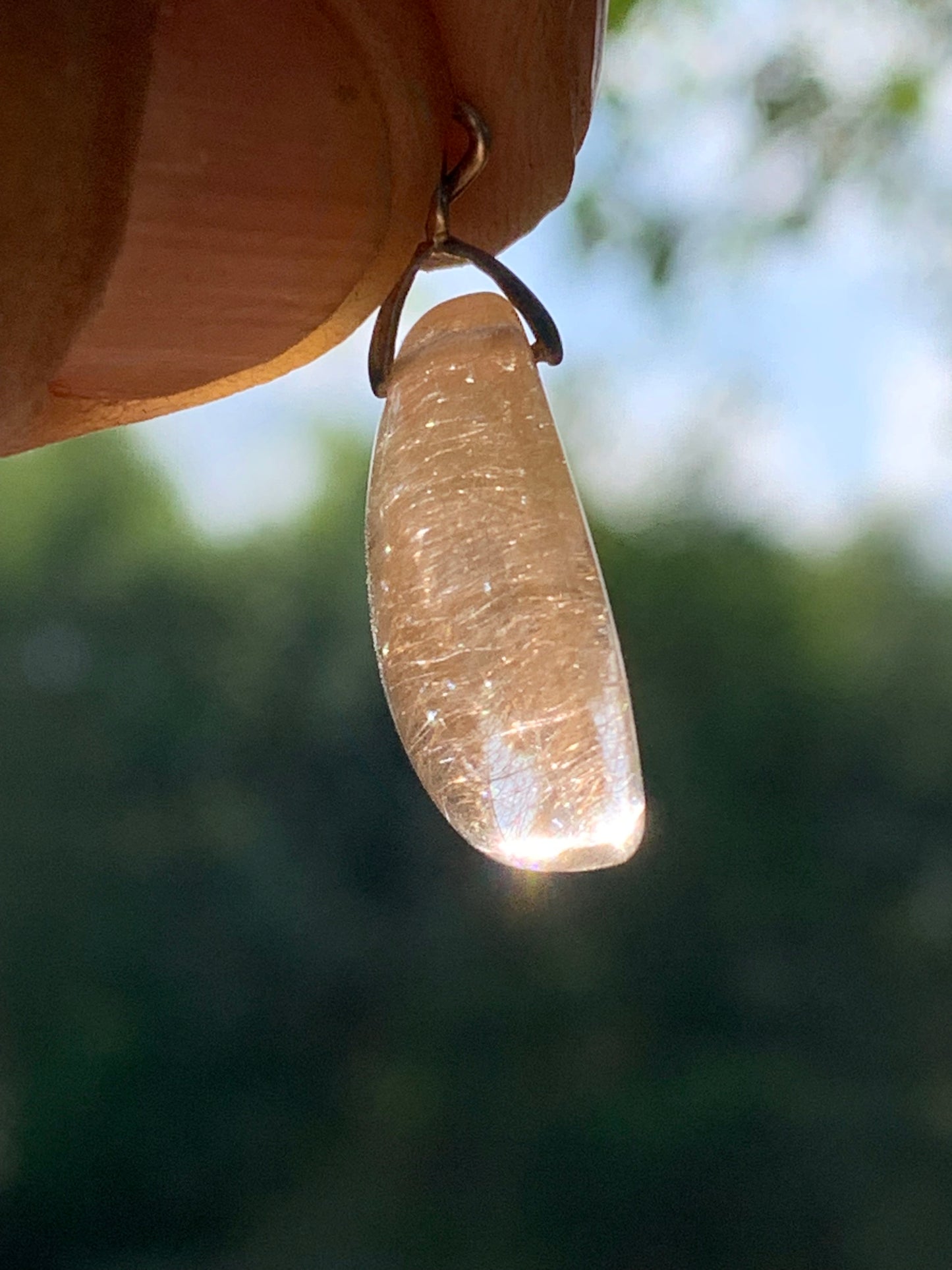 Rock crystal/golden rutile quartz 25mm x15 x7 - 3.9 gr., Perfect for jewelry, collection, exhibition...