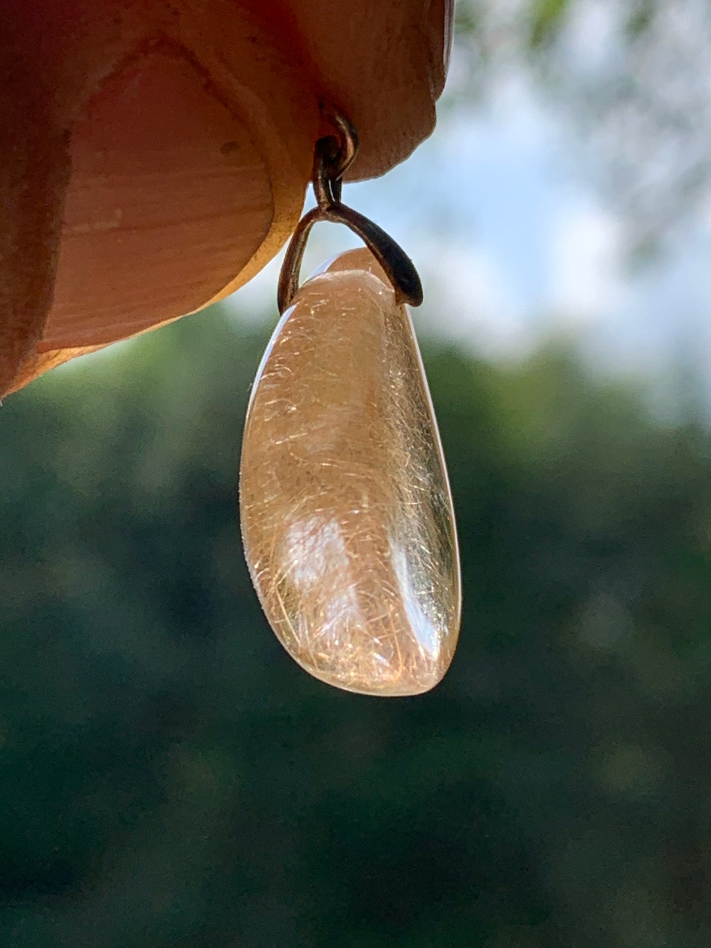 Rock crystal/golden rutile quartz 25mm x15 x7 - 3.9 gr., Perfect for jewelry, collection, exhibition...