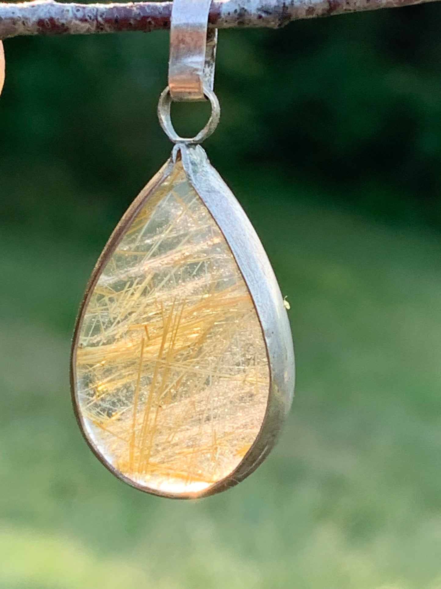 Rock crystal/quartz with golden rutiles, 35mm x 17 x 6 - 4.8 gr., perfect for jewelry, collections, exhibitions...