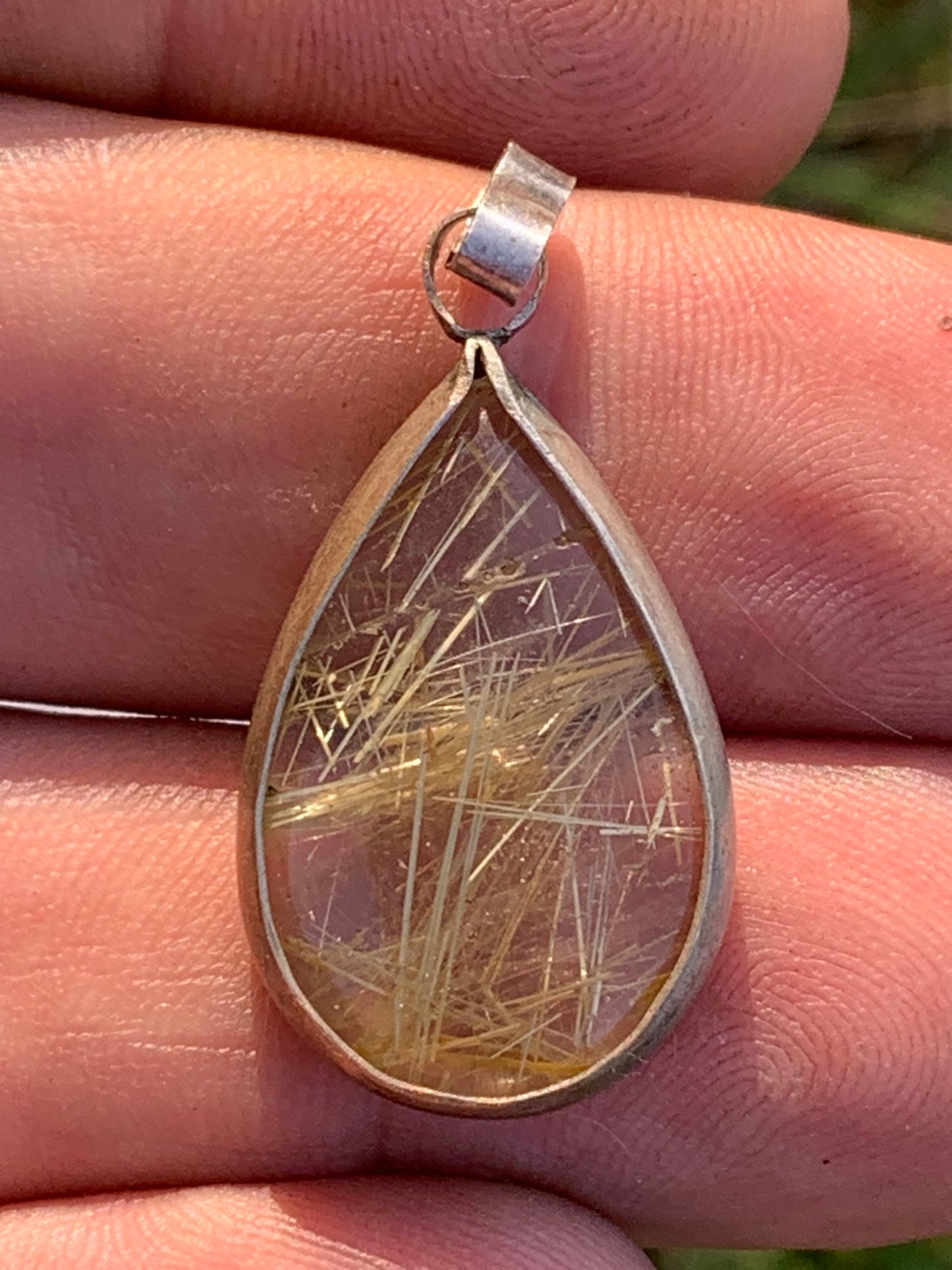 Rock crystal/quartz with golden rutiles, 35mm x 17 x 6 - 4.8 gr., perfect for jewelry, collections, exhibitions...