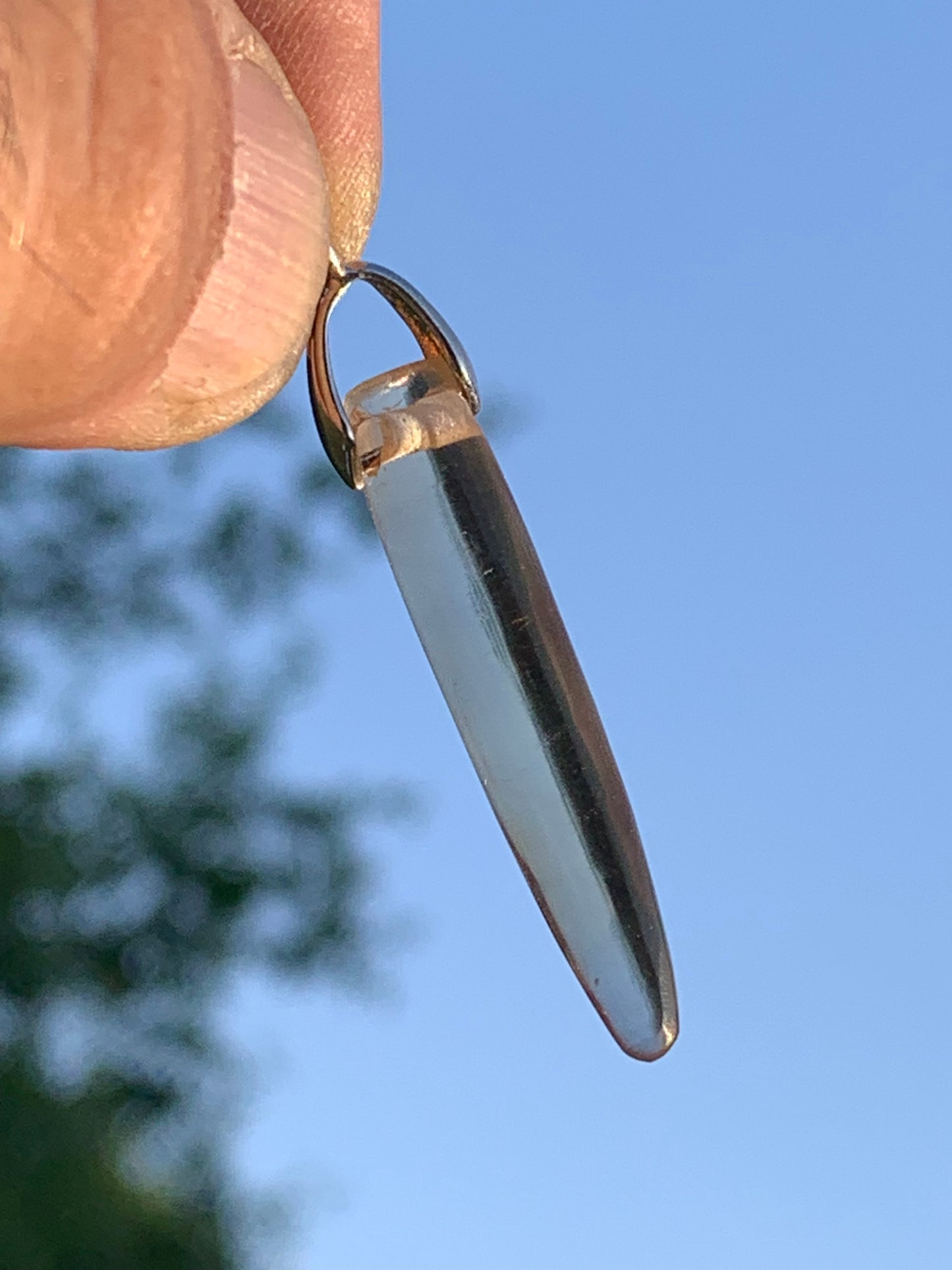 Citrine, silver pendant, 50mm high x 7mm diameter. Sold with adjustable cord!