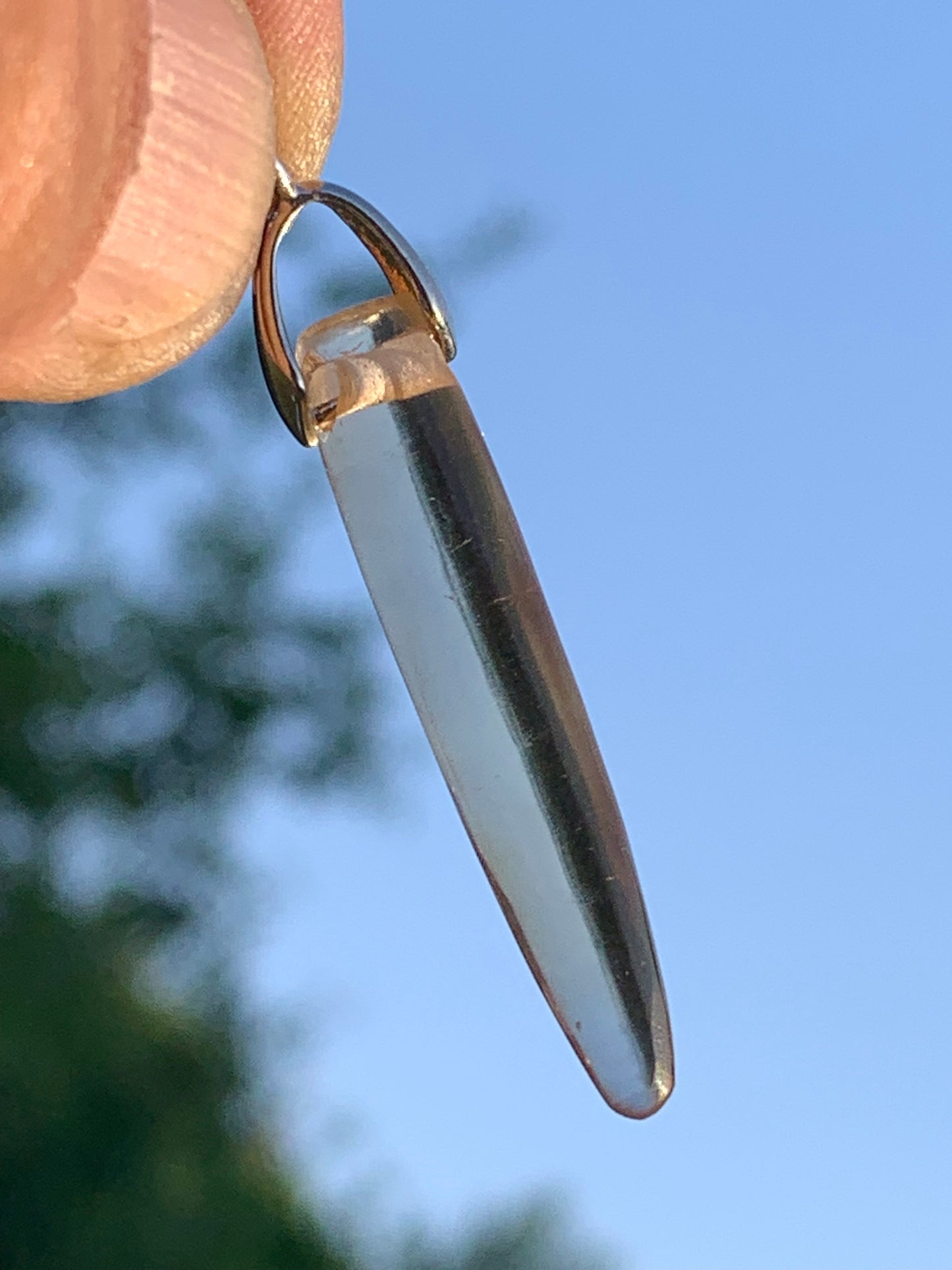 Citrine, silver pendant, 50mm high x 7mm diameter. Sold with adjustable cord!