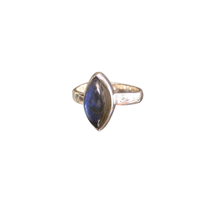 Bague en labradorite bleue, cabochons en forme de marquise, sertis sur anneau en Argent 0.925 ! Taille disponible en 52, 56, 58, 60 Fr !
