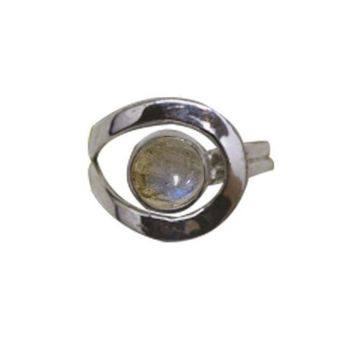 Bague en labradorite bleue, cabochons sertis sur anneau en Argent 0.925 ! Taille réglable d'environ 50 à 60 Fr !