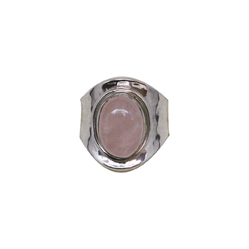 Bague en quartz rose, faîte en Argent 0.925. Superbe pierre au rose cristallin ! Taille réglable !