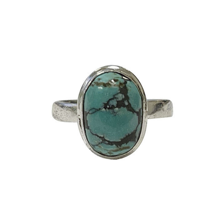 Bague en turquoise, non teintée, cabochon sertis sur anneau en Argent ! Taille disponible de 52, 54 et 56 Fr.