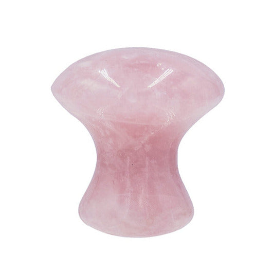 Champignon Gua Sha en quartz rose – Massage du visage, contour des yeux et tempes – Soin beauté 3,7 x 3,4 cm