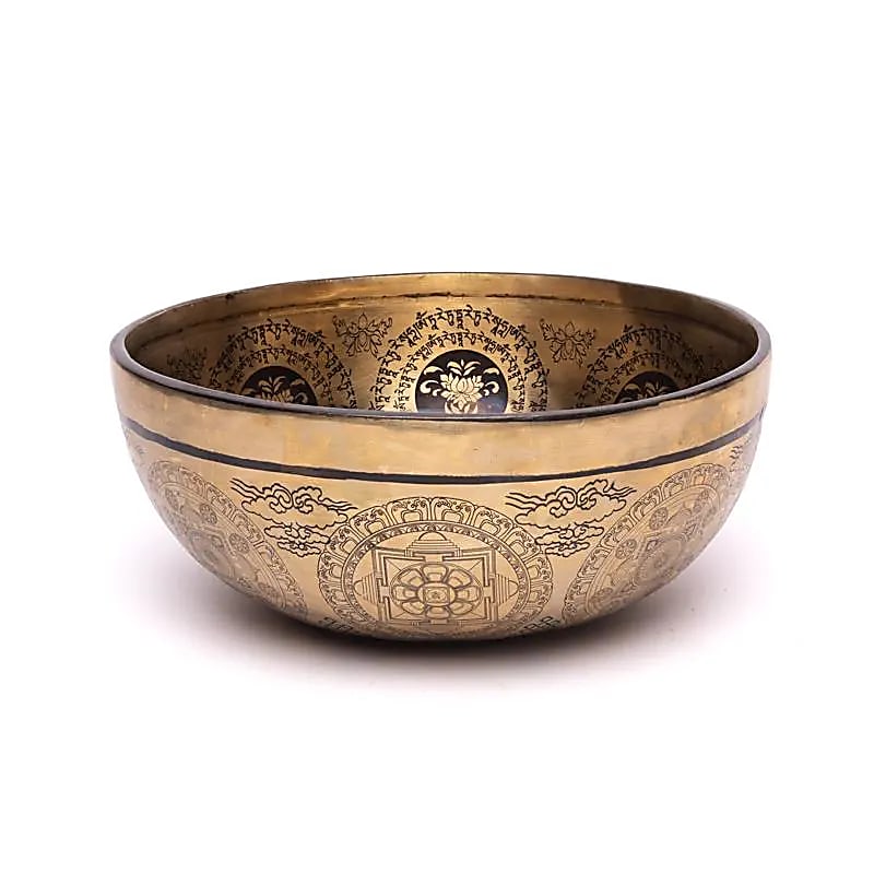 Bowl in 7 metals with engraving of 'Green Tara', size 22/24 centimeters - +/- 1400/1600 grams approximately. Sold with a suitable mallet! Magnificent piece 'handmade' in Nepal! (Copy)