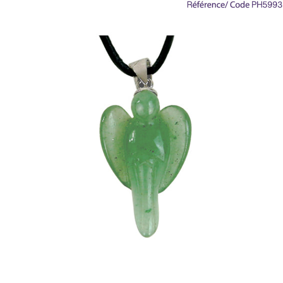 Natural stone angel pendant, 30 millimeters x 25 x 10 millimeters. Choose the stone that suits you: amethyst, aventurine, rock crystal, carnelian, or tiger's eye. Comes with a drawstring, ready to wear or give as a gift!