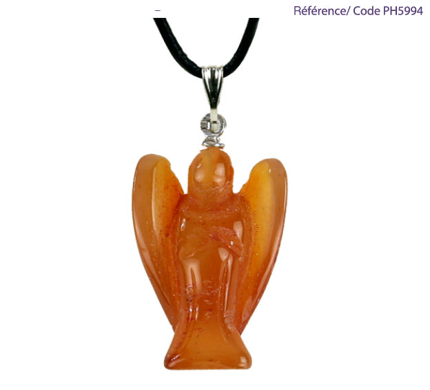 Natural stone angel pendant, 30 millimeters x 25 x 10 millimeters. Choose the stone that suits you: amethyst, aventurine, rock crystal, carnelian, or tiger's eye. Comes with a drawstring, ready to wear or give as a gift!