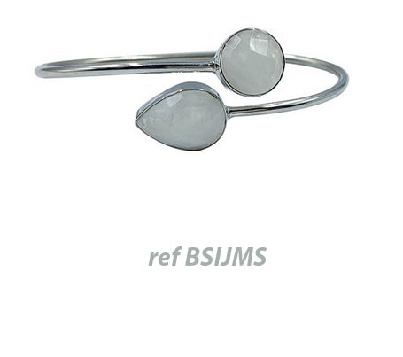 Collection of 'Bangle' type bracelets in 0.925 Silver, cabochons: Amethyst, Lapis, Labradorite, Moonstone!