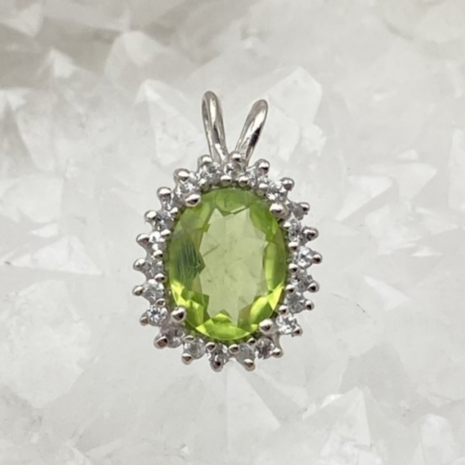 Collection Retro' | Pendentif en Argent serti d'une pierre 'gemme' en : Aigue-Marine - Améthyste - Grenat - Iolite - Péridot - Quartz fumé ou Lemon !