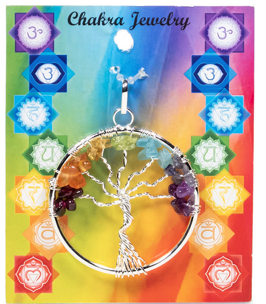 Tree of Life '7 chakras', a universal symbol of strength, grounding, and spiritual growth, pendant in gold-plated or silver-plated brass, 40 millimeters in diameter. Comes with a drawstring, ready to wear or give as a gift, perfect!