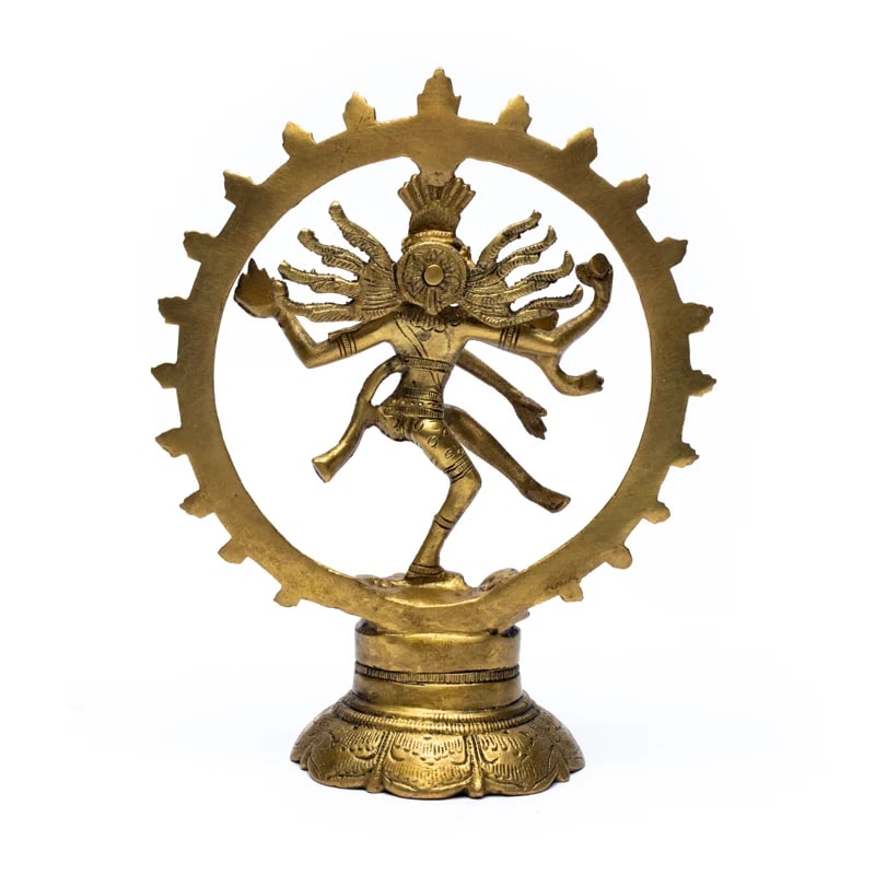 Brass Shiva Nataraj, 10, 15, and 20 cm, your choice. A Hindu deity, Shiva is the destroyer of all evil and is often depicted holding a trident. Shiva is Parvati's husband, and their son is Ganesh!