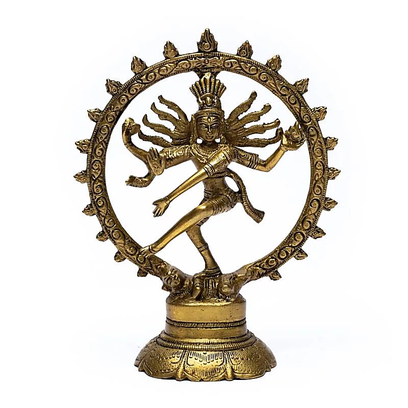 Brass Shiva Nataraj, 10, 15, and 20 cm, your choice. A Hindu deity, Shiva is the destroyer of all evil and is often depicted holding a trident. Shiva is Parvati's husband, and their son is Ganesh!