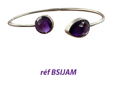 Collection of 'Bangle' type bracelets in 0.925 Silver, cabochons: Amethyst, Lapis, Labradorite, Moonstone!