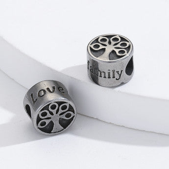 Sélection de perles avec gravures et formes diverses en acier inoxydable de 'haute qualité' pour la création de bracelets, colliers, Mala... De 8 à 20 millimètres - 23 Modèles au choix vendu à l'unité ou par 5 pièces !