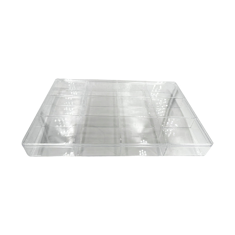 Selection of PVC boxes with independent sliding lids for storing minerals, crystals, jewelry... from 2 to 15 compartments, from 22 to 35 centimeters, perfect!