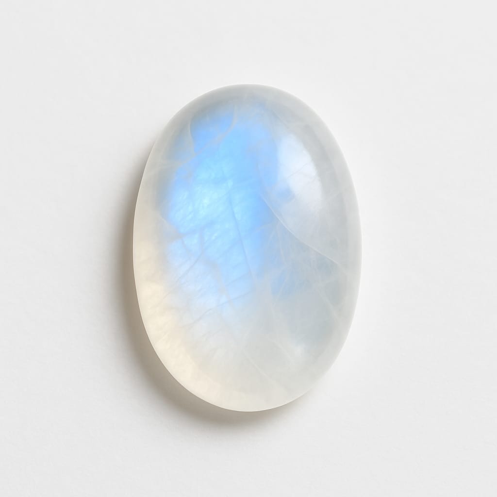 Pierre de lune blanche, adulaire du Sri Lanka - Cabochon de 0,70 carat. Parfait en bijouterie, collection ,exposition...
