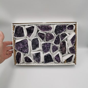 Sale by the kg/ Uruguayan Amethyst, Extra AAA quality, full box of 1.64 kilograms of druse. Perfect for exhibition, resale, collection...