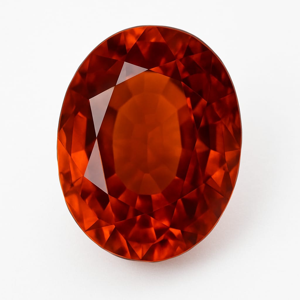 Grenat hessonite, pierre fine taillée de 5,66 carats. Parfait en bijouterie, collection ,exposition...