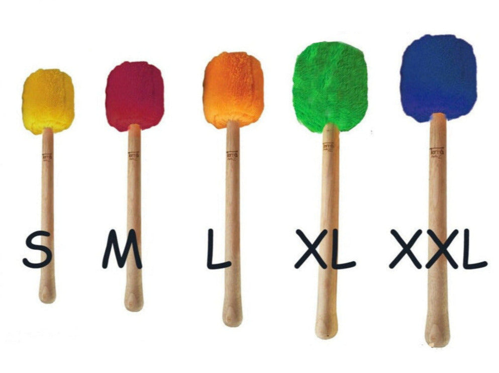 Collection de 'maillets/ stick' pour gong de haute qualité de chez ‘Pro-Line’. 5 tailles/ 5 couleurs au choix, Avec noyau en bois dur avec peluche synthétique !