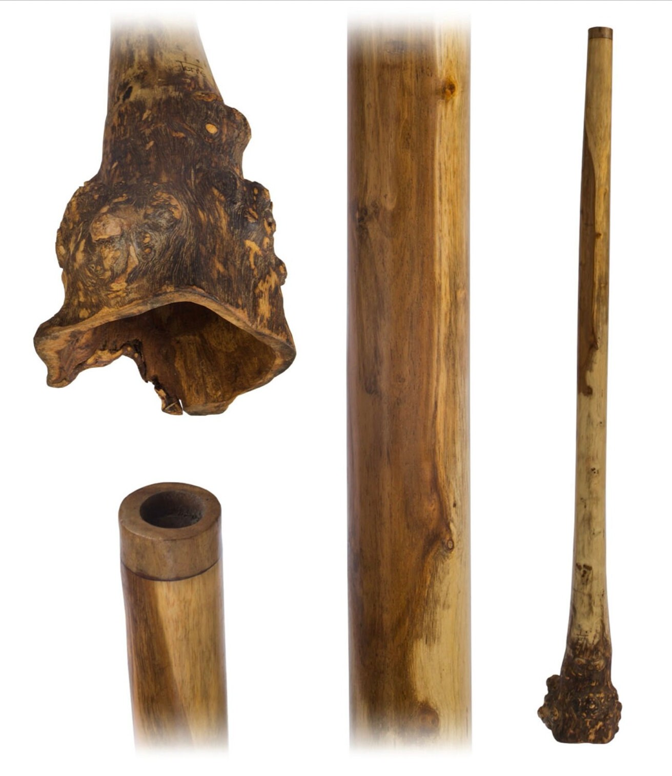 Didgeridoo en bois et base en racine d'eucalyptus de 1,58 m - 2,80 kgs. Des sonorités dans les mediums basses incroyables !