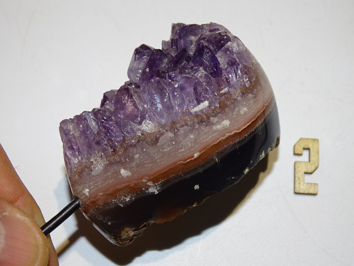 Amethyst, small druse with custom metal base. 10.5 cm high x4 x4 - 150 gr. Superb AA quality, from Brazil!