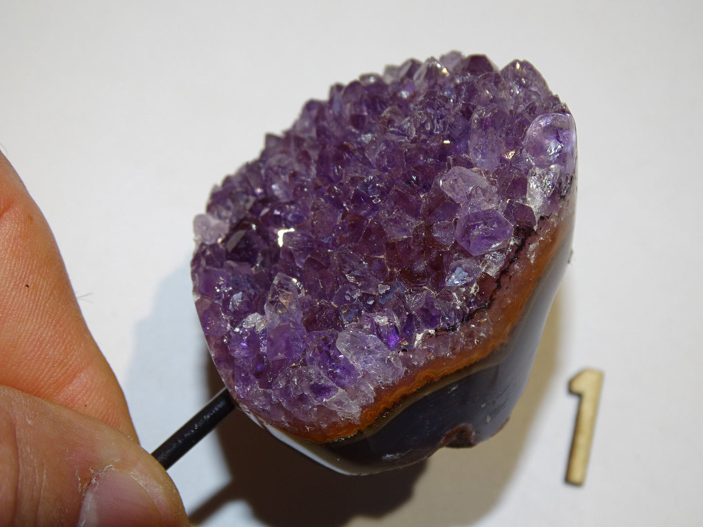 Amethyst, small druse with custom metal base. 10.5 cm high x4 x4 - 150 gr. Superb AA quality, from Brazil!
