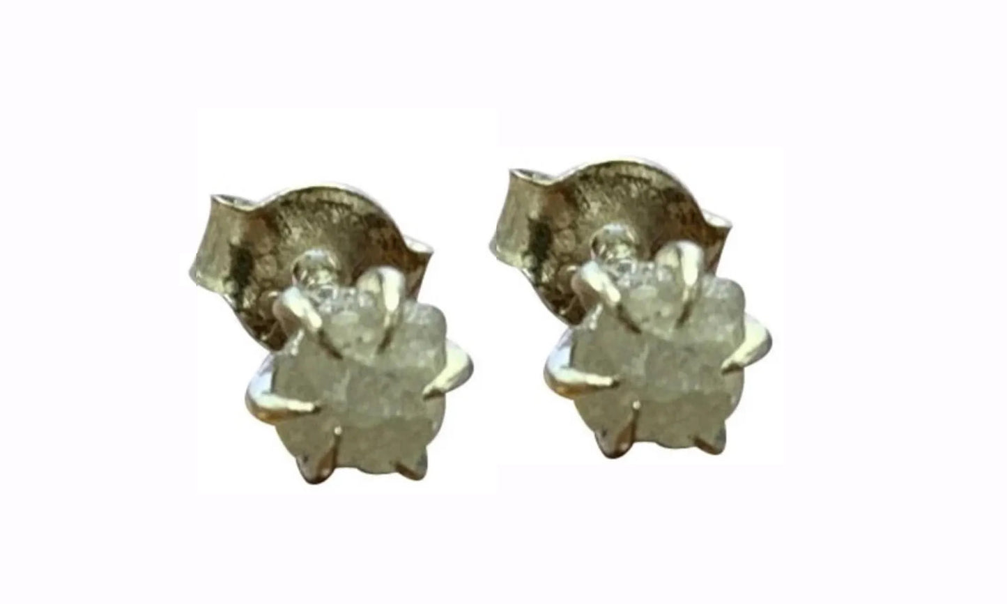 Puces/ Clous/ Boucles d'oreilles en 'Diamant' brut, qualité A à AA. Finition Argent 0.925, parfait !