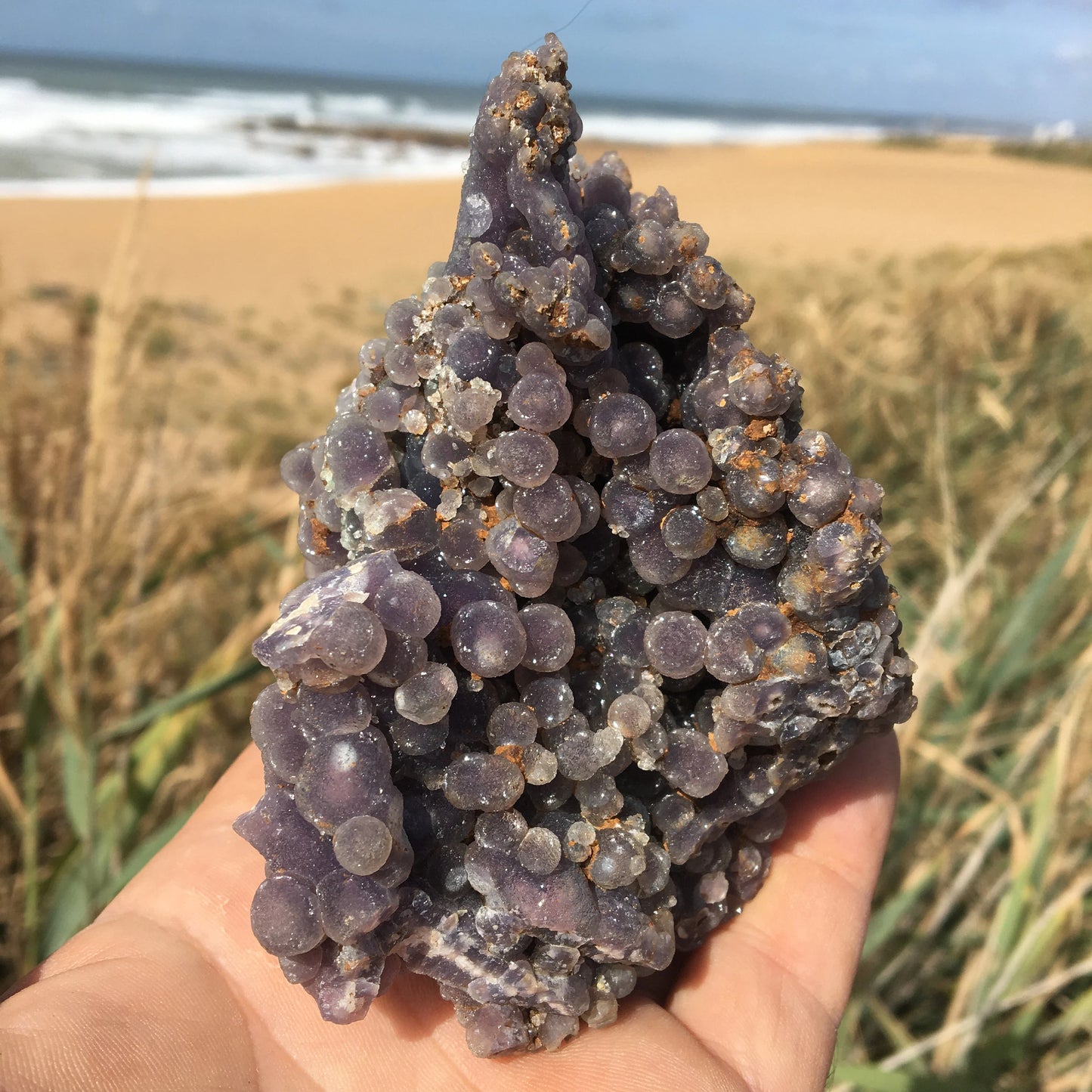 Agate botryoïde ou Agate 'raisin'. Magnifique pièce de 402 gr. - 125x100 85 mm. Parfait en collection ,exposition...