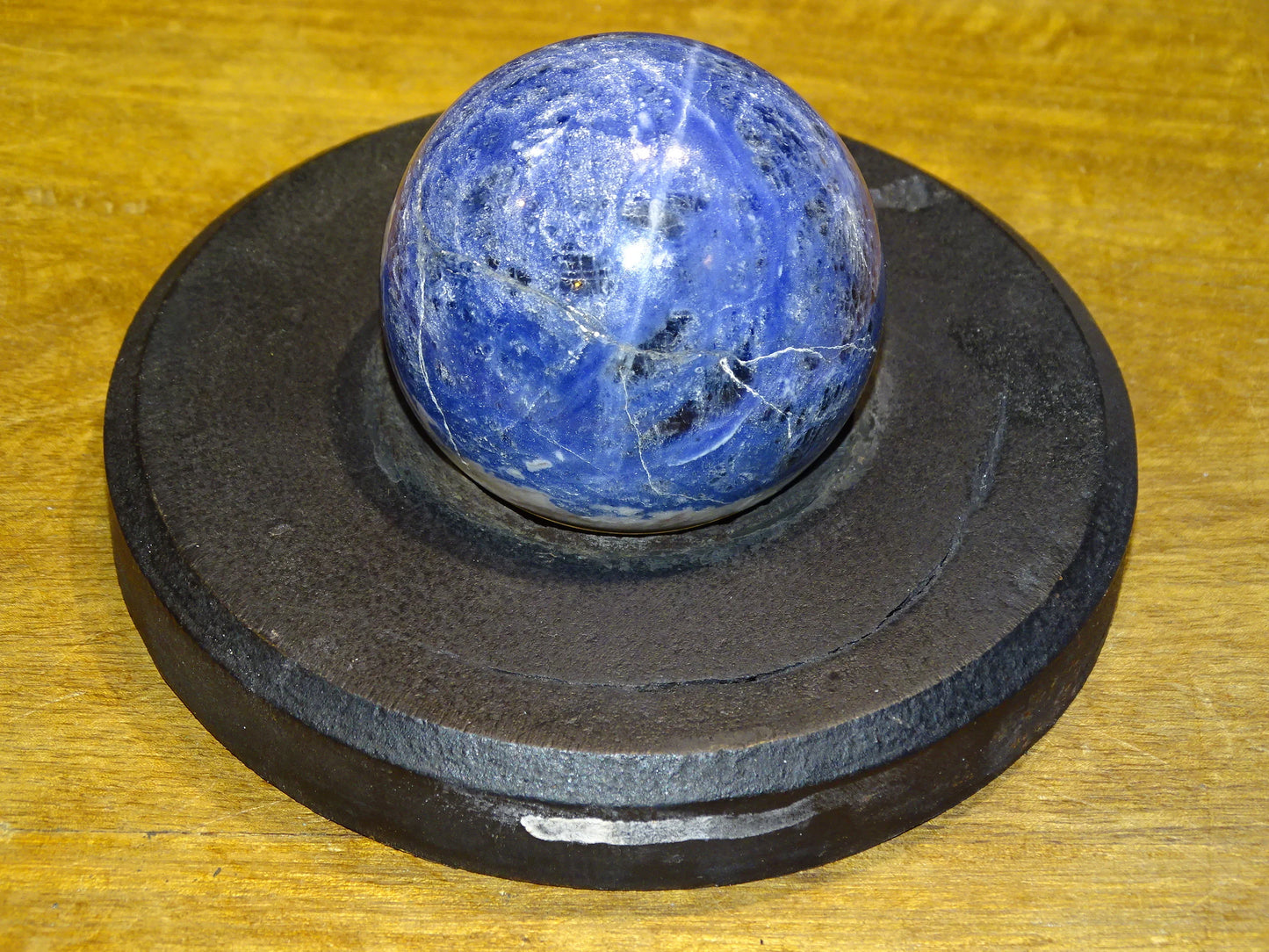 Sodalite sphere weighing 320 grams and measuring 58 millimeters. Perfect for a collection or exhibition!