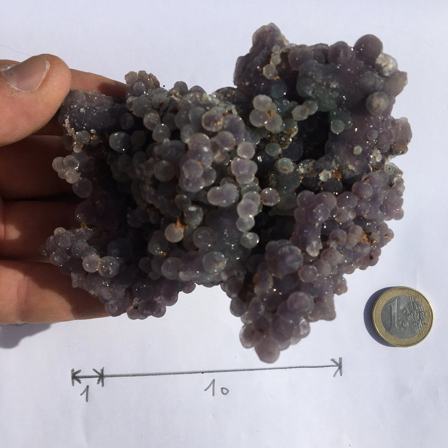 Agate botryoïde ou Agate 'raisin'. Magnifique pièce de 402 gr. - 125x100 85 mm. Parfait en collection ,exposition...