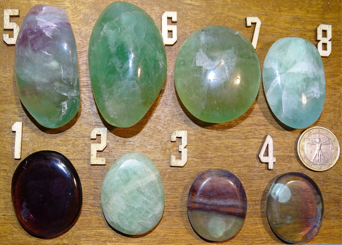 Fluorite verte et multicolore - Galets divers au choix de 40mm x 30 x 20 environ - 30 grammes. Très belle qualité !