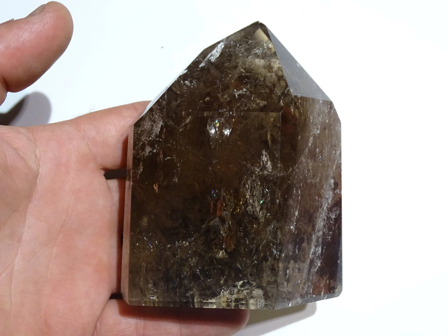 Cristal de roche fumé/ Quartz fumé, pointe laser de 105 x 82 x 49 mm - 553 grammes. Magnifique pièce pour exposition, lithothérapie, collection !