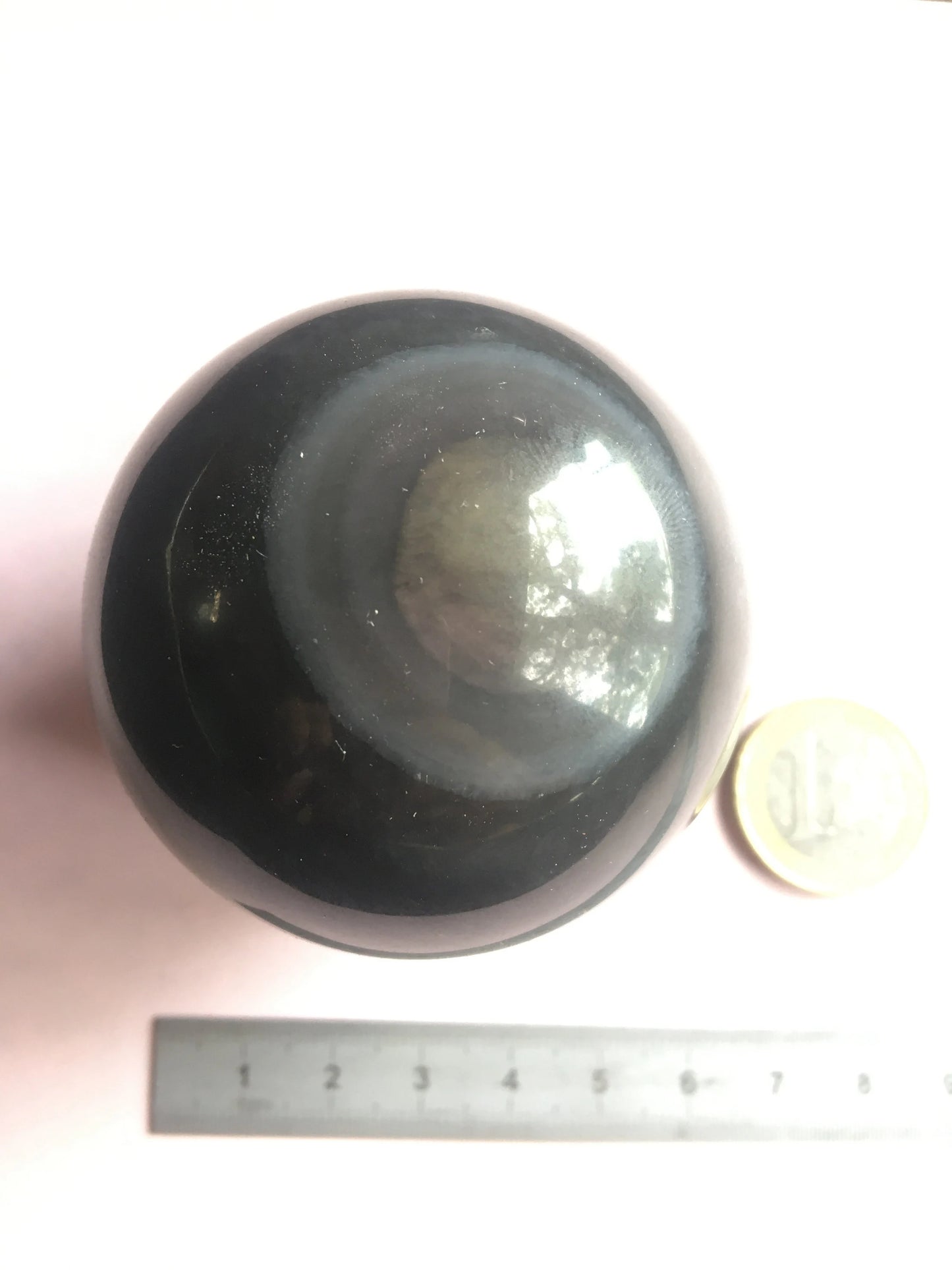 Sphère en Obsidienne 'Oeil Céleste', pièce unique de 48 millimètres - 150 grammes. Parfait pour la lithothérapie, collection, exposition...